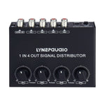 1-In 4-Out Front Stereo Signal Amplifier, Independent Output Volume Adjustment RCA Interface No Loss  Allocator, US Plug, B029