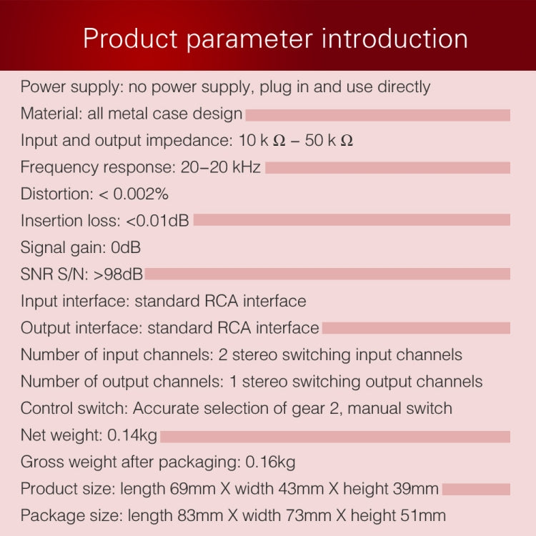B101 2 In 1 Out (1 In 2 Out) Audio Source Signal Selection Switcher Computer Speaker  RCA Lossless Audio Source Switcher, B101