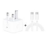 A2344 20W PD 3.0 Type-C / USB-C Folding Travel Charger + USB-C / Type-C to Type-C Fast Charging Data Cable Set, UK Plug, Length: 2m, 20W Type-C Length: 2m