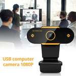 كاميرا ويب سطح مكتب USB 2.0 بدقة 1080P HD مع ميكروفون، طول الكابل: حوالي 1.3م، عادية، مع حامل ثلاثي القوائم، مضادة للتجسس