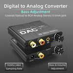 محول صوت رقمي إلى تماثلي، مستخرج ستيريو DAC، مضخم بصري SPDIF بدقة 192 كيلو هرتز 24 بت