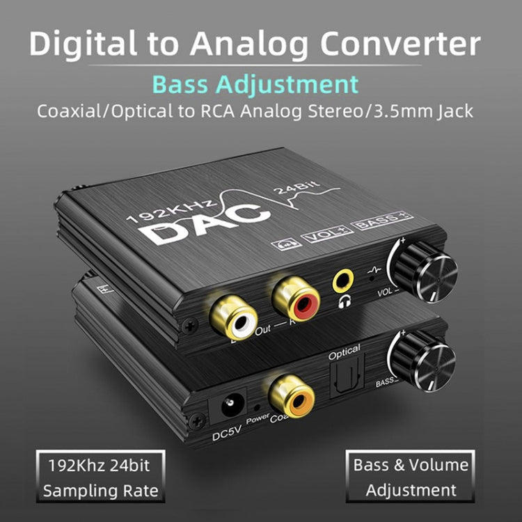 محول صوت رقمي إلى تماثلي، مستخرج ستيريو DAC، مضخم بصري SPDIF بدقة 192 كيلو هرتز 24 بت