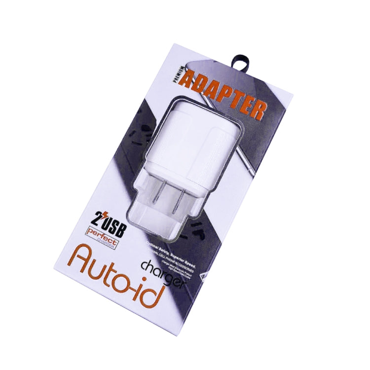 شاحن سفر محمول مزدوج USB + كابل بيانات USB إلى Micro USB بطول 1 متر، قابس أمريكي