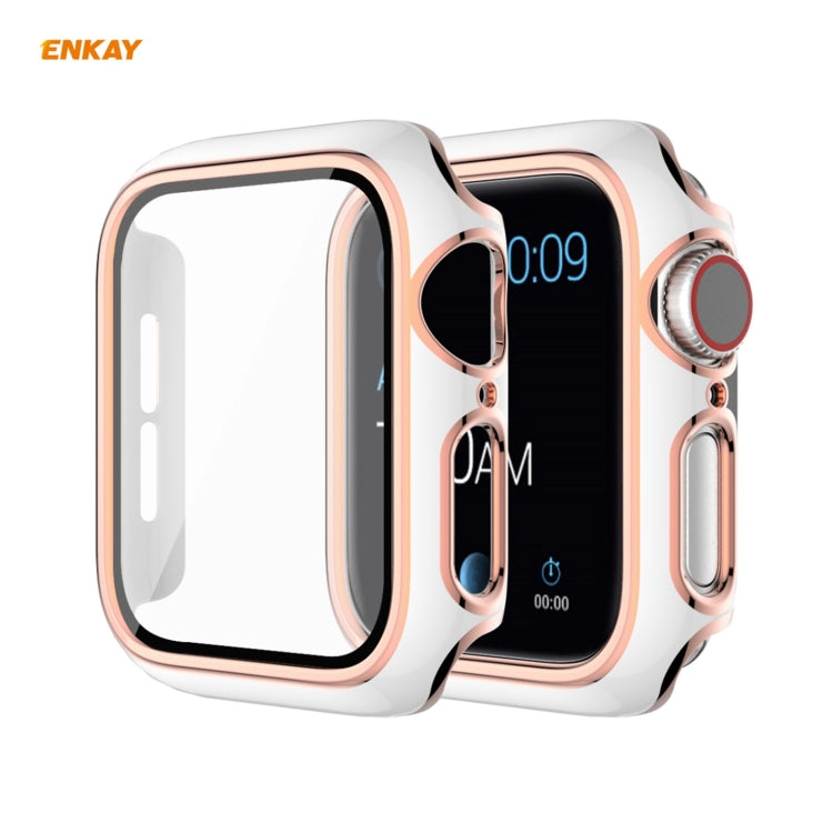 ENKAY Hat-Prince Full Coverage Electroplated PC Case + Tempered Glass Protector for Apple Watch Series 6 / 5 / 4 / SE 40mm, For Apple Watch Series 6 / 5 / 4 / SE 40mm