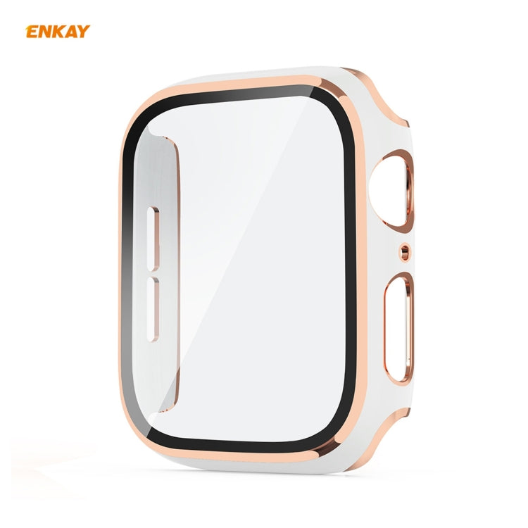 ENKAY Hat-Prince Full Coverage Electroplated PC Case + Tempered Glass Protector for Apple Watch Series 6 / 5 / 4 / SE 40mm, For Apple Watch Series 6 / 5 / 4 / SE 40mm