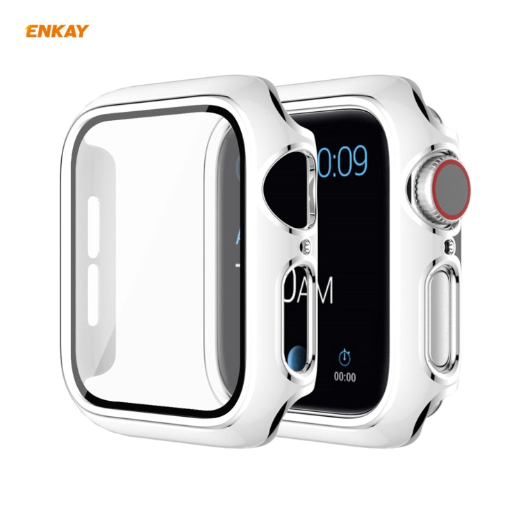 ENKAY Hat-Prince Full Coverage Electroplated PC Case + Tempered Glass Protector for Apple Watch Series 6 / 5 / 4 / SE 40mm, For Apple Watch Series 6 / 5 / 4 / SE 40mm