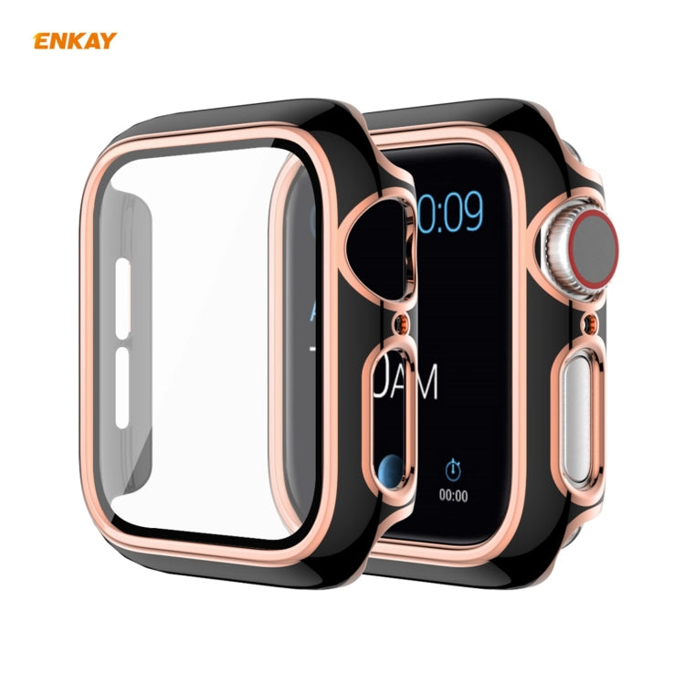 ENKAY Hat-Prince Full Coverage Electroplated PC Case + Tempered Glass Protector for Apple Watch Series 6 / 5 / 4 / SE 40mm, For Apple Watch Series 6 / 5 / 4 / SE 40mm