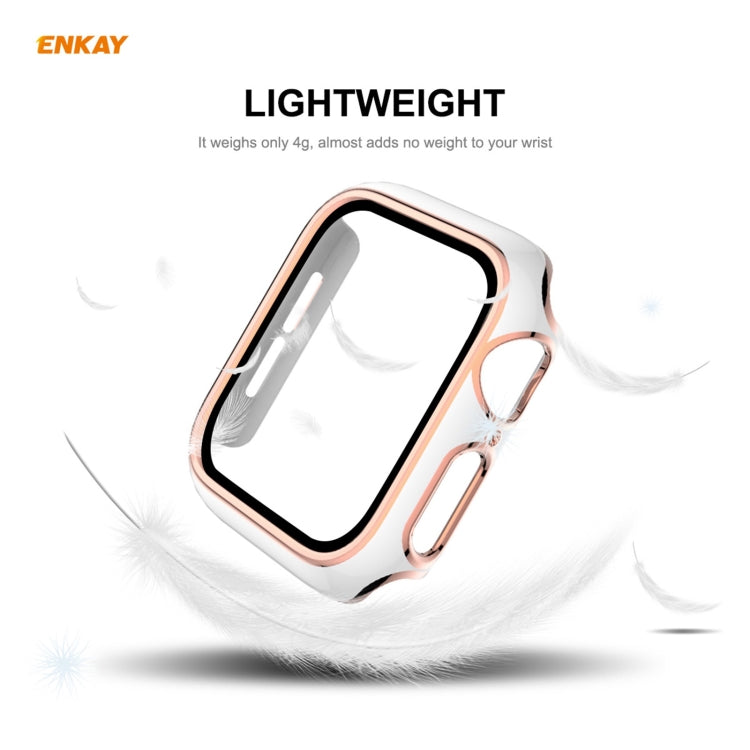 ENKAY Hat-Prince Full Coverage Electroplated PC Case + Tempered Glass Protector for Apple Watch Series 6 / 5 / 4 / SE 44mm, For Apple Watch Series 6 / 5 / 4 / SE 44mm