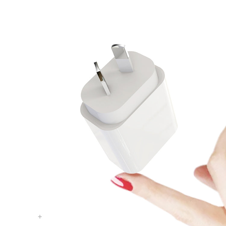 محول طاقة شاحن سريع للسفر بقدرة 20 واط PD 3.0 مع كابل بيانات شحن سريع USB-C / Type-C إلى Type-C، قابس أستراليا، 1 متر، 2 متر