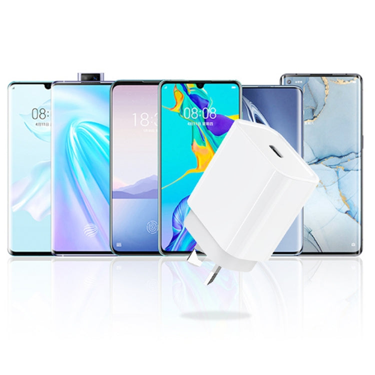 محول طاقة شاحن سريع للسفر بقدرة 20 واط PD 3.0 مع كابل بيانات شحن سريع USB-C / Type-C إلى Type-C، قابس أستراليا، 1 متر، 2 متر