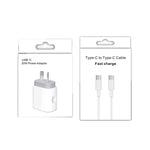 محول طاقة شاحن سريع للسفر بقدرة 20 واط PD 3.0 مع كابل بيانات شحن سريع USB-C / Type-C إلى Type-C، قابس أستراليا، 1 متر، 2 متر
