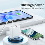 شاحن سفر مزدوج شحن سريع 20W PD3.0+QC 3.0 للآيفون، هواوي، سامسونج، شاومي، قابس أوروبي، قابس أمريكي، قابس أسترالي
