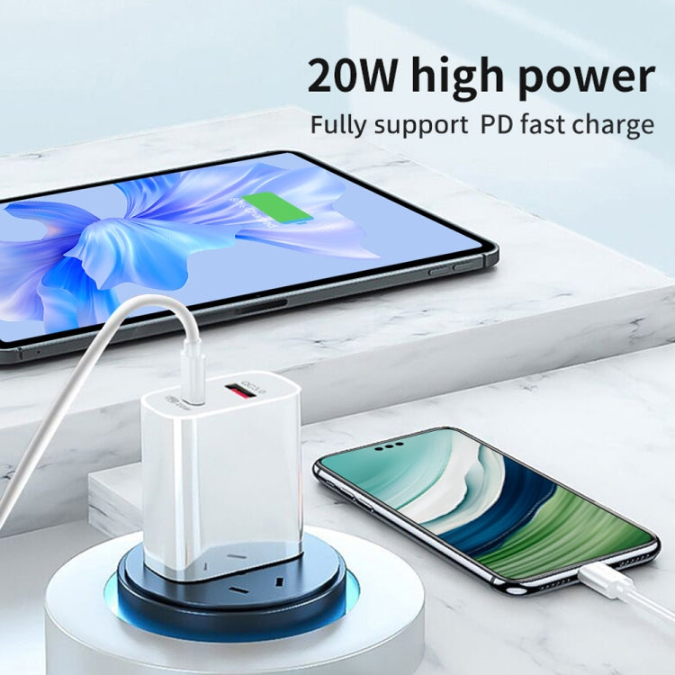 شاحن سفر مزدوج شحن سريع 20W PD3.0+QC 3.0 للآيفون، هواوي، سامسونج، شاومي، قابس أوروبي، قابس أمريكي، قابس أسترالي