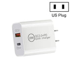 شاحن سفر مزدوج شحن سريع 20W PD3.0+QC 3.0 للآيفون، هواوي، سامسونج، شاومي، قابس أوروبي، قابس أمريكي، قابس أسترالي