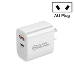 شاحن سفر مزدوج شحن سريع 20W PD3.0+QC 3.0 للآيفون، هواوي، سامسونج، شاومي، قابس أوروبي، قابس أمريكي، قابس أسترالي