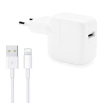 شاحن USB بقوة 12 واط + كابل بيانات USB إلى 8 سنون لسلسلة iPad / iPhone / iPod، قابس أوروبي