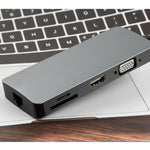 محول وموزع USB3.0 من نوع Type-C إلى HDMI + VGA + SD + TF + RJ45 + PD + 2 منافذ USB3.0 WS-11 8 في 1