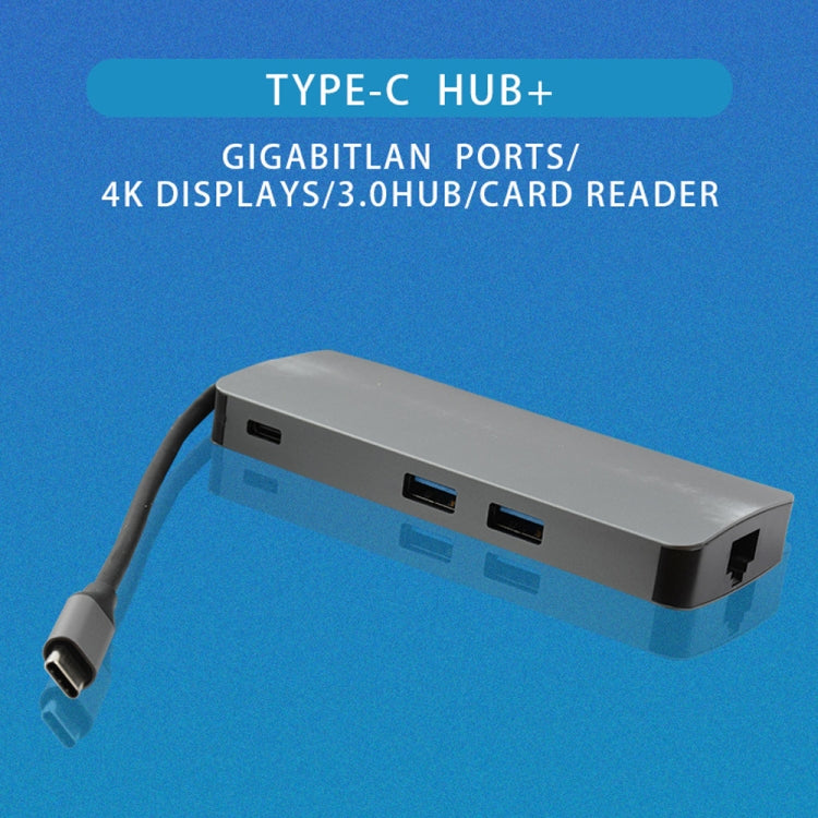 محول وموزع USB3.0 من نوع Type-C إلى HDMI + VGA + SD + TF + RJ45 + PD + 2 منافذ USB3.0 WS-11 8 في 1
