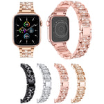 Three Stainless Steel Straps with Rhinestones, For Series 7 41mm / 6 & SE & 5 & 4 40mm / 3 & 2 & 1 38mm, For Series 7 45mm / 6 & SE & 5 & 4 44mm / 3 & 2 & 1 42mm