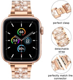 Three Stainless Steel Straps with Rhinestones, For Series 7 41mm / 6 & SE & 5 & 4 40mm / 3 & 2 & 1 38mm, For Series 7 45mm / 6 & SE & 5 & 4 44mm / 3 & 2 & 1 42mm