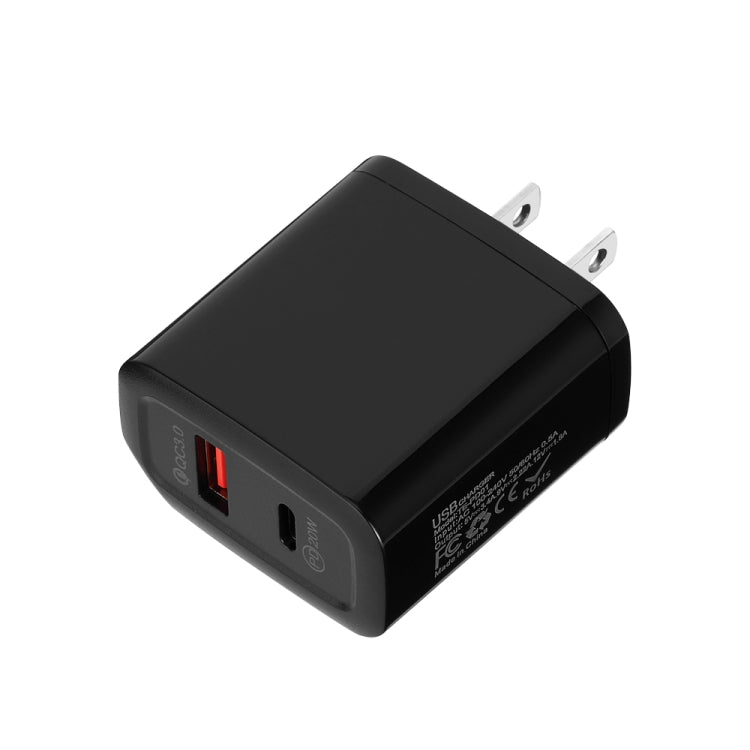 شاحن سريع TE-PD01 بمنفذين USB PD 20 واط + QC3.0 مع ضوء مؤشر، قابس الولايات المتحدة، قابس الولايات المتحدة