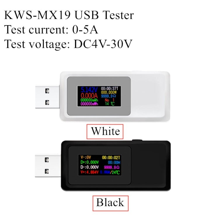 جهاز اختبار USB Keweisi KWS-MX19 كاشف التيار والجهد DC 4V-30V 0-5A، KWS-MX19