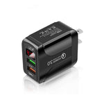 شاحن سريع F002C QC3.0 USB + USB 2.0 مع شاشة رقمية LED للهواتف المحمولة والأجهزة اللوحية، قابس الولايات المتحدة، قابس الولايات المتحدة