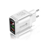 شاحن سريع F002C QC3.0 USB + USB 2.0 مع شاشة رقمية LED للهواتف المحمولة والأجهزة اللوحية، قابس الاتحاد الأوروبي، قابس الاتحاد الأوروبي