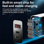 شاحن سريع F002C QC3.0 USB + USB 2.0 مع شاشة رقمية LED للهواتف المحمولة والأجهزة اللوحية، قابس الاتحاد الأوروبي، قابس الاتحاد الأوروبي