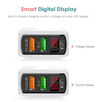 شاحن سريع F002C QC3.0 USB + USB 2.0 مع شاشة رقمية LED للهواتف المحمولة والأجهزة اللوحية، قابس الاتحاد الأوروبي، قابس الاتحاد الأوروبي