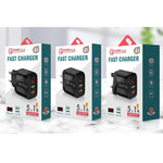 شاحن سريع F002C QC3.0 USB + USB 2.0 مع شاشة رقمية LED للهواتف المحمولة والأجهزة اللوحية، قابس الاتحاد الأوروبي، قابس الاتحاد الأوروبي