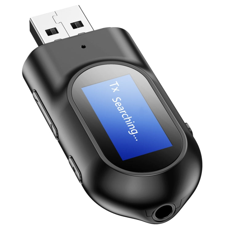 مستقبل ومرسل بلوتوث USB 5.0 T17 2 في 1 محول صوت مع شاشة LCD للكمبيوتر والتلفاز والسيارة 3.5 مم AUX، الإصدار 5.0