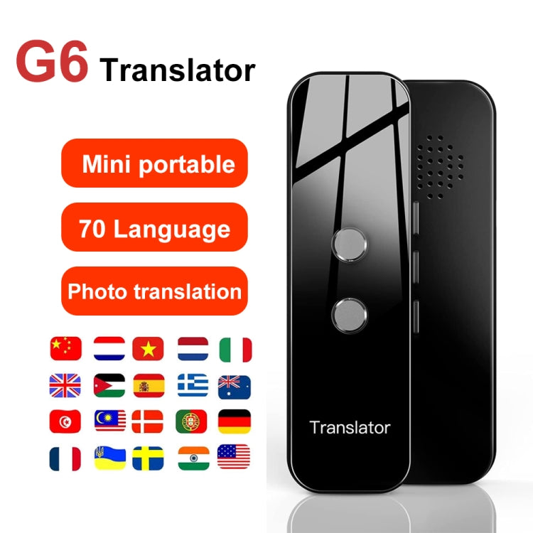 G6 Portable Instant Real Time Voice Translator Multi Language Translator Voice Translaty Personal Travel Assistant, G6 Gray, G6 Black