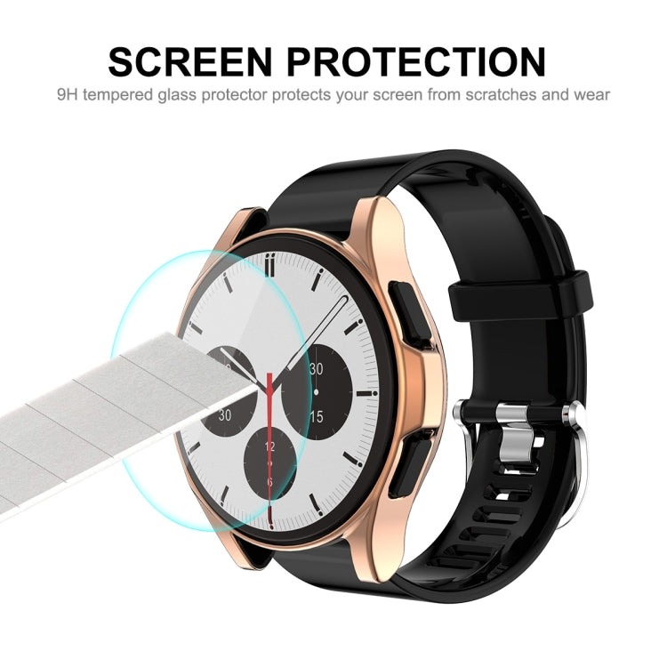 For Samsung Galaxy Watch4 Classic 46mm ENKAY Hat-Prince Full Coverage Electroplate Soft Case TPU HD Clear Cover + Tempered Glass Protector, For Samsung Galaxy Watch4 Classic 46mm