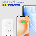 شاحن سريع مزدوج المنفذ بقوة 40 واط PD / Type-C مع كابل بيانات Type-C إلى Type-C، قابس المملكة المتحدة، قابس المملكة المتحدة + كابل Type-C إلى Type-C