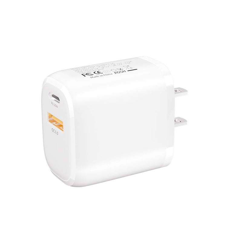 شاحن سريع صغير محمول CS-20W PD3.0 + QC3.0 بمنفذين، شاحن
