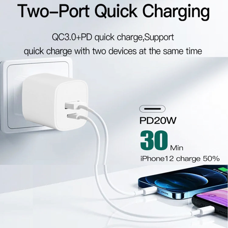 شاحن سريع صغير محمول CS-20W PD3.0 + QC3.0 بمنفذين، شاحن