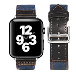 Sliver Buckle Leather Strap For Apple Watch Series, 7 41mm / 6&SE&5&4 40mm / 3&2&1 38mm, 7 45mm / 6&SE&5&4 44mm / 3&2&1 42mm