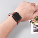 Sliver Buckle Leather Strap For Apple Watch Series, 7 41mm / 6&SE&5&4 40mm / 3&2&1 38mm, 7 45mm / 6&SE&5&4 44mm / 3&2&1 42mm