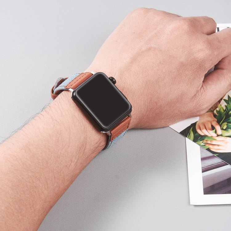 Sliver Buckle Leather Strap For Apple Watch Series, 7 41mm / 6&SE&5&4 40mm / 3&2&1 38mm, 7 45mm / 6&SE&5&4 44mm / 3&2&1 42mm