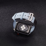 Sliver Buckle Leather Strap For Apple Watch Series, 7 41mm / 6&SE&5&4 40mm / 3&2&1 38mm, 7 45mm / 6&SE&5&4 44mm / 3&2&1 42mm