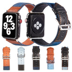 Sliver Buckle Leather Strap For Apple Watch Series, 7 41mm / 6&SE&5&4 40mm / 3&2&1 38mm, 7 45mm / 6&SE&5&4 44mm / 3&2&1 42mm