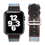 Sliver Buckle Leather Strap For Apple Watch Series, 7 41mm / 6&SE&5&4 40mm / 3&2&1 38mm, 7 45mm / 6&SE&5&4 44mm / 3&2&1 42mm