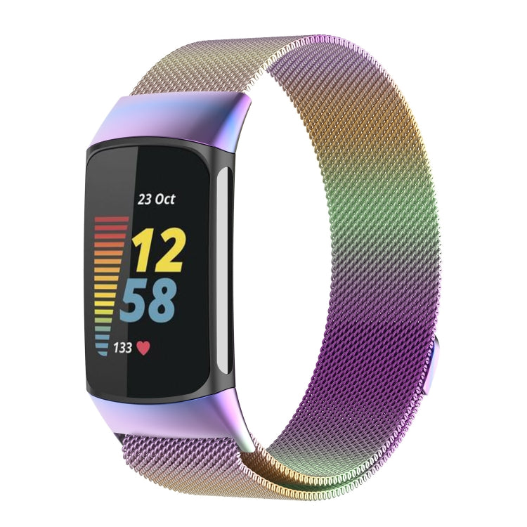 Milano Magnetic Metal Strap for Fitbit Charge 5, Silver, Black, Rose Gold, Rose Pink, Champagne Gold, Gray, Color, Light Purple