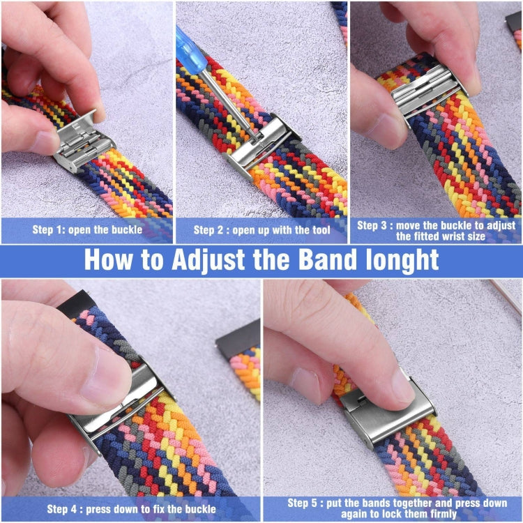 Nylon Braided Metal Buckle Strap for Galaxy Watch 4 20mm, 20mm