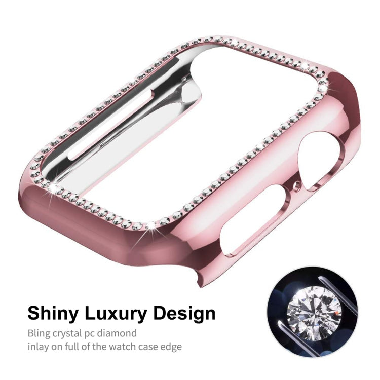 ENKAY Hat-Prince Electroplate PC Diamond Watch Case + Full Coverage Curved PET Screen Protector Film For Apple Watch Series 7 45mm