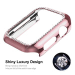 ENKAY Hat-Prince Electroplate PC Diamond Watch Case + Full Coverage Curved PET Screen Protector Film For Apple Watch Series 7 41mm