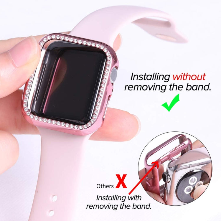 ENKAY Hat-Prince Electroplate PC Diamond Watch Case + Full Coverage Curved PET Screen Protector Film For Apple Watch Series 7 41mm