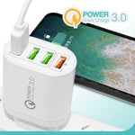 QC-04 QC3.0 + 3 x USB2.0 Multi-ports Charger with 3A USB to Type-C Data Cable, EU Plug, EU Plug + Type-C Cable