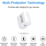 شاحن سفر AU-20W PD USB-C / Type-C مع كابل بيانات Type-C إلى Type-C، قابس AU، قابس AU + كابل PD بطول 1 متر، قابس AU + كابل PD بطول 2 متر
